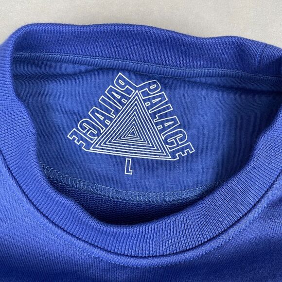Palace Green‎ Leaf Logo Embroidered Sweatshirt Mens Large Blue Skate Streetwear - Picture 4 of 11